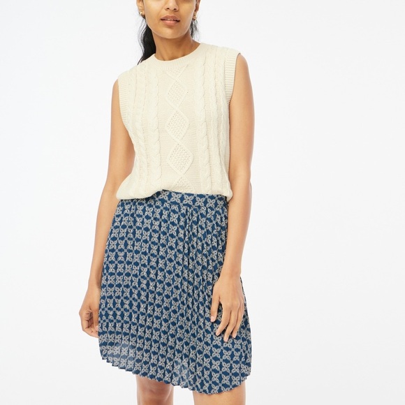 J. Crew Blue and White Smocked Bubble Mini Skirt - Picture 2 of 14